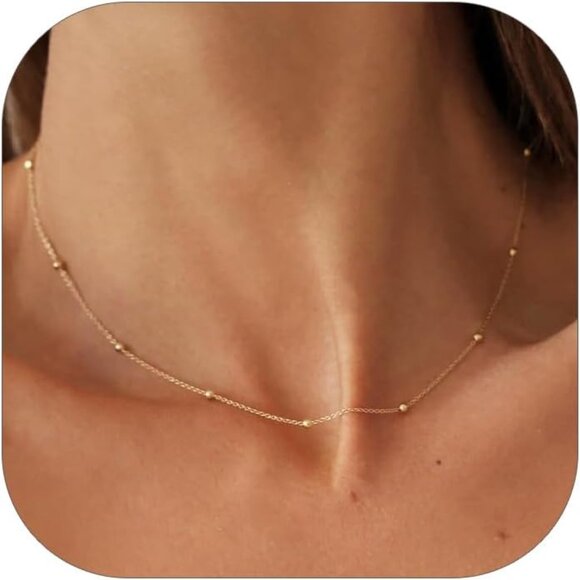 Chic 14K Gold Plated Boho Choker with Cubic Zirconia - Perfect for Layering - Picture 1 of 7